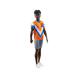 Mattel Poupée Barbie Ken Fashionistas Cheveux nattés et Tenue de Sport Décontractée Orange