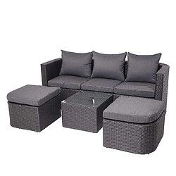 Decoshop26 Salon de jardin avec fauteuils poufs table et coussins gis foncé et polyrotin anthracite 04_0000524