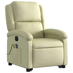 Avis Maison Chic Fauteuil Relax pour salon, Fauteuil inclinable de massage électrique crème cuir véritable -GKD85047