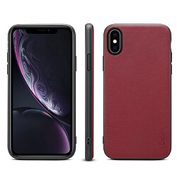 Wewoo Coque Pour iPhone XR Denior V7 Housse de protection en cuir de vachette de luxe voiture de luxe rouge foncé