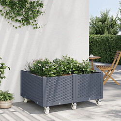 vidaXL Jardinière à roulettes bleu gris 100x80x54 cm PP