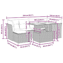 vidaXL Salon de jardin avec coussins 7 pcs gris clair résine tressée pas cher