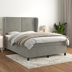 vidaXL Sommier à lattes de lit et matelas Gris clair 140x190cm Velours