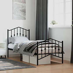 Maison Chic Lit adulte - Cadre de lit métal avec tête de lit/pied de lit,Structure du lit Contemporain pour chambre noir 75x190 cm -MN88359 