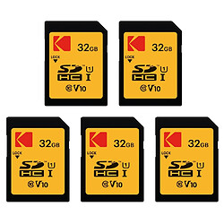 Pack de 5 Cartes Mémoire KODAK SDHC Ultra High Speed - 32 GB - Noir