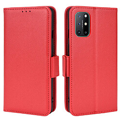 Etui en PU texture litchi, fermoir magnétique, anti-chocs avec support, rouge pour votre OnePlus 8T