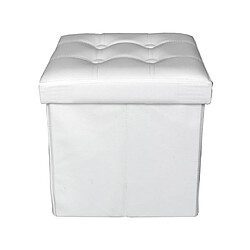 Mobili Rebecca Pouf Coffre de Rangement Carre Synthétique Blanc 30x30x30