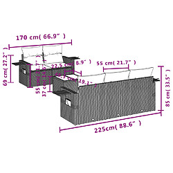 Avis vidaXL Salon de jardin 6 pcs avec coussins gris clair résine tressée