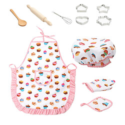 Rôle De Chef D'enfant Faire Semblant De Jouer Jouet Chapeau Tablier Pot Pad Ensembles De Motif De Gâteau 11PCS pas cher