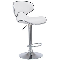 Decoshop26 Tabouret de bar chaise de bar hauteur réglable avec repose pieds en synthétique blanc et métal 10_0000078