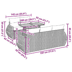 vidaXL Salon de jardin avec coussins 6 pcs beige résine tressée pas cher