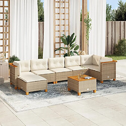 vidaXL Salon de jardin avec coussins 8 pcs beige résine tressée