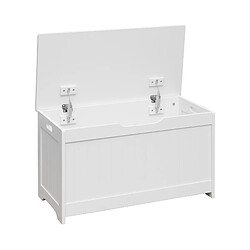 Mobili Rebecca Coffre De Rangement Banc Avec Couvercle En Bois Pour Jouets Enfants Blanc pas cher