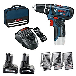 BOSCH GSR 12 V LOT DE 15 + 2 X 4,0 AH EN SAC, 1, 0615990HV1