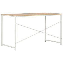 Avis vidaXL Bureau d'ordinateur Blanc et chêne 120 x 60 x 70 cm