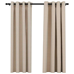 vidaXL Rideaux occultants aspect lin avec œillets 2pcs beige 140x175cm