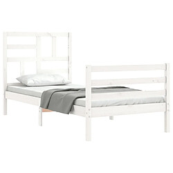 Avis vidaXL Cadre de lit sans matelas blanc 90x200 cm bois massif