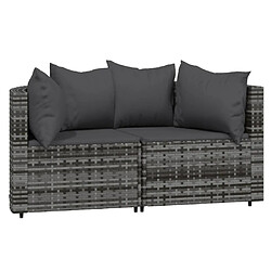 vidaXL Canapés d'angle de jardin et coussins 2 pcs gris résine tressée