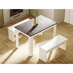 Vente-Unique Table à manger CASSY II - 4 personnes - Blanc, plateau effet béton