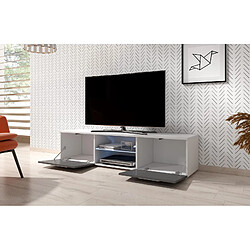 VIVALDI Meuble TV - MOON - 140 cm - blanc mat / gris brillant +LED - style moderne