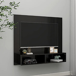 Maison Chic Meuble TV scandinave mural suspendu - Noir brillant 102x23,5x90 cm Aggloméré -MN19215