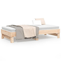 Maison Chic Lit d'appoint 2x(90x190)cm,Lit coulissant Lit de repos Bois de pin massif -GKD23185 pas cher