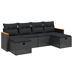 vidaXL Salon de jardin 6 pcs avec coussins noir résine tressée