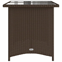 Acheter vidaXL Table de jardin avec dessus en verre marron 110x68x70 cm rotin