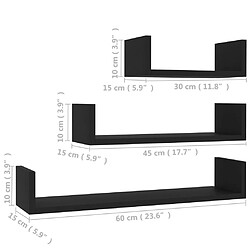 vidaXL Étagères murales 3 pcs Noir Bois d'ingénierie pas cher