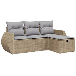 vidaXL Salon de jardin avec coussins 4pcs mélange beige résine tressée