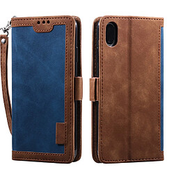 Etui en PU style d'épissage vintage avec support bleu pour votre Apple iPhone XR 6.1 pouces