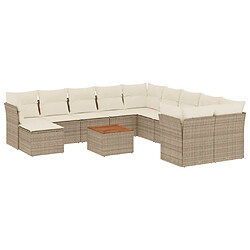 Maison Chic Salon de jardin avec coussins 12 pcs | Ensemble de Table et chaises | Mobilier d'Extérieur beige résine tressée -GKD36619