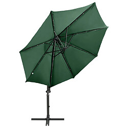 Avis ComfortXL Parasol Déporté Avec Mât Et Lumières LED Vert 300 Cm