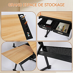 YESKAMO Table à Dessin, Bureau Dessin 10# avec Bureau Latéral Rétractable, 0-65° Angle Réglable, 2 Tiroirs de Rangement, 28-36cm Hauteur Réglable, Tabouret, Parfait pour Artistes, Architectes, Designers pas cher