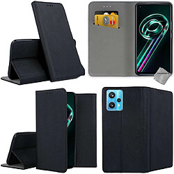 Htdmobiles Housse etui portefeuille avec coque intérieure en silicone pour Realme 9 Pro+ Plus 5G / Realme 9 4G + film ecran - NOIR MAGNET