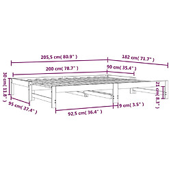 vidaXL Lit coulissant sans matelas marron miel 2x(90x200) cm pas cher