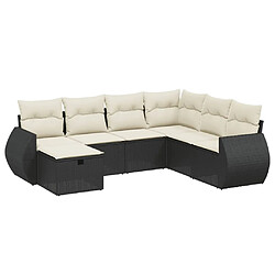 Maison Chic Ensemble Tables et chaises d'extérieur 7pcs avec coussins,Salon de jardin noir résine tressée -GKD363509