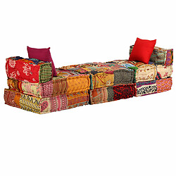 Decoshop26 Coussins canapé de sol poufs modulaire chaise longue en tissu 3 places en tissu Patchwork DEC021227 pas cher