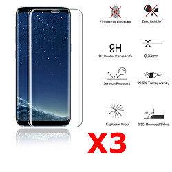 Little Boutik X3 Protection écran Curve pour Samsung Galaxy S8 , Verre Trempé Incurvé Ultra Clair et Résistant Film Protecteur D'écran en Verre Tempéré, Haute Transparence et Ultra Slim Dureté 9H X3