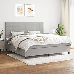 vidaXL Sommier à lattes de lit avec matelas Gris clair 200x200cm Tissu