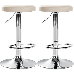 Decoshop26 Lot de 2 tabourets de bar design simple avec assise en synthétique crème et cadre métal chromé TDB10691