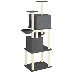 Avis Helloshop26 Arbre à chat meuble tour grimper jouet grattage grattoir escalade plateforme avec griffoirs en sisal foncé 180 cm gris 02_0022688