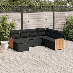 Maison Chic Ensemble Tables et chaises d'extérieur 7pcs avec coussins,Salon de jardin noir résine tressée -GKD159392