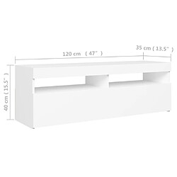 vidaXL Meuble TV avec lumières LED blanc 120x35x40 cm pas cher