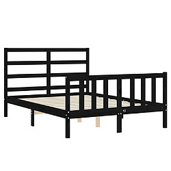 Maison Chic Lit adulte - Cadre Structure de lit avec tête de lit Contemporain noir 120x200 cm bois massif -MN81975 pas cher