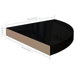 vidaXL Étagères d'angle flottantes 2pcs noir brillant 35x35x3,8 cm MDF pas cher