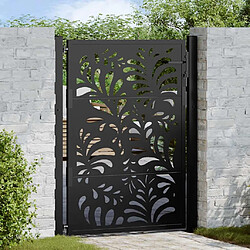 vidaXL Portail de jardin noir 105x130 cm acier conception de vagues