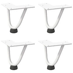 vidaXL Pieds de table en forme d'épingle à cheveux 4 pcs blanc 10 cm