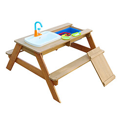 AXI Emily Table Sable et Eau en Bois Marron | Table d'eau avec couvercle, boîtes de rangement & jeu évier de cuisine | Table de Jeu Enfant à Eau pour le jardin pas cher