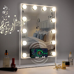 FENCHILIN DC117-58 Bluetooth Miroir de maquillage 30 x 41cm Blanc